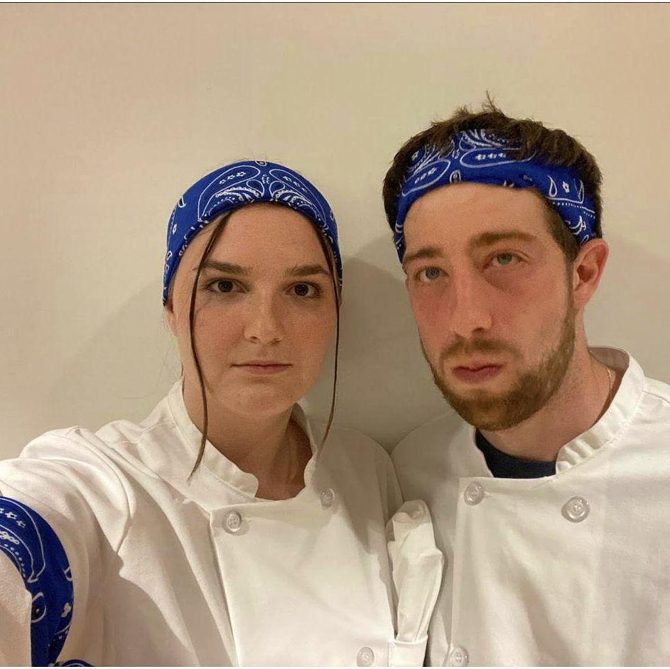 The first truly epic couples Halloween costume. We prepped and served tequila shots at a Halloween party while pretending to be on Hell's Kitchen. October 2023.