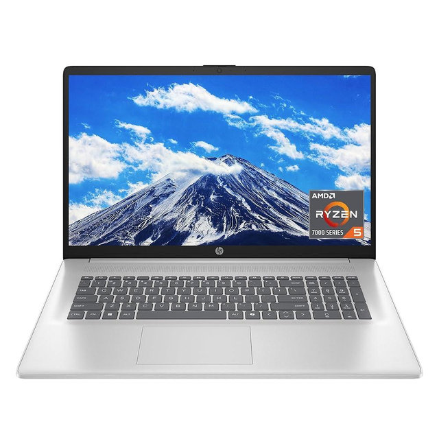 HP 17.3 inch Laptop, HD+ Display, AMD Ryzen 5 7520U, 16 GB RAM, 512 GB SSD, AMD Radeon Graphics, Windows 11 Home, Natural Silver, 17-cp2199nr