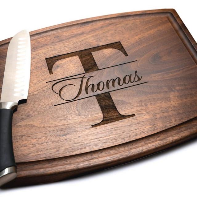 Personalized Cutting Board, Custom Wedding, Anniversary or Housewarming Gift Idea, Wood Engraved Charcuterie, for Friends and Family, Monogram Initial Design 004