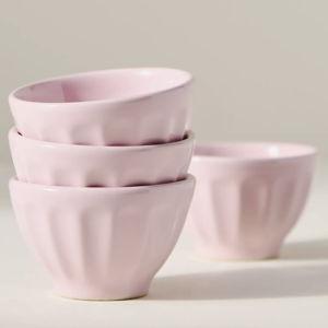 The Latte Stoneware Nut Bowls, Set of 4: Amelie Edition, PETAL