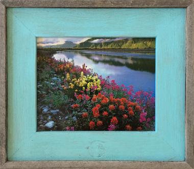 8.5 x11 Barnwood Picture Frame - Lighthouse Robin Egg Blue Rustic Wood Frame