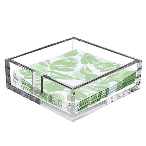 CY craft Acrylic Lunch Napkin Holder,Table Top Decorative Napkin Tray for Dining Table and Kitchen,Clear Luncheon Napkin Holder Tissue Dispenser, Horizontal Display,7.1 x 7.1 x 2.6 inches