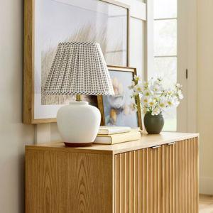 Ceramic Table Lamp with Gingham Print Pleated Shade Cream/Sage Green (Includes LED Light Bulb) - Threshold™ designed with Studio McGee This item is not available