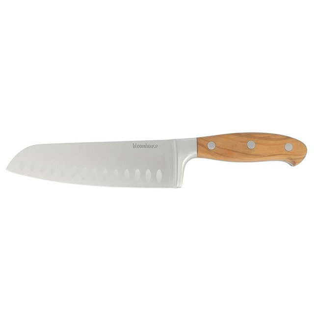 Bloomhouse - Oprah's Favorite Things - 7 Inch German Steel Santoku Knife W/Italian Olive Wood Forged Handle