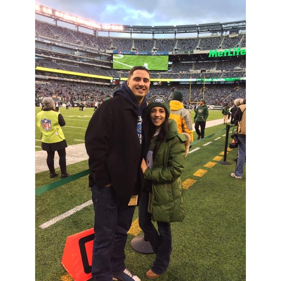 On the NY Jets field, Alex was a good sport :)