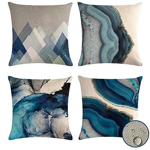 VIGVOG Waterproof Throw Pillow Covers Decorative Floral Printed Cushion Cover Outdoor Indoor Pillow Case 18 X 18 Inch Set of 4 (Waterproof-5, 18 X 18 Inch) (Waterproof-5)