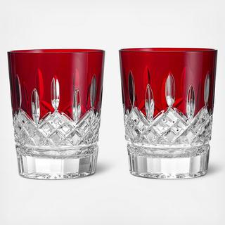 Lismore Red Double Old Fashioned Glass, Set of 2