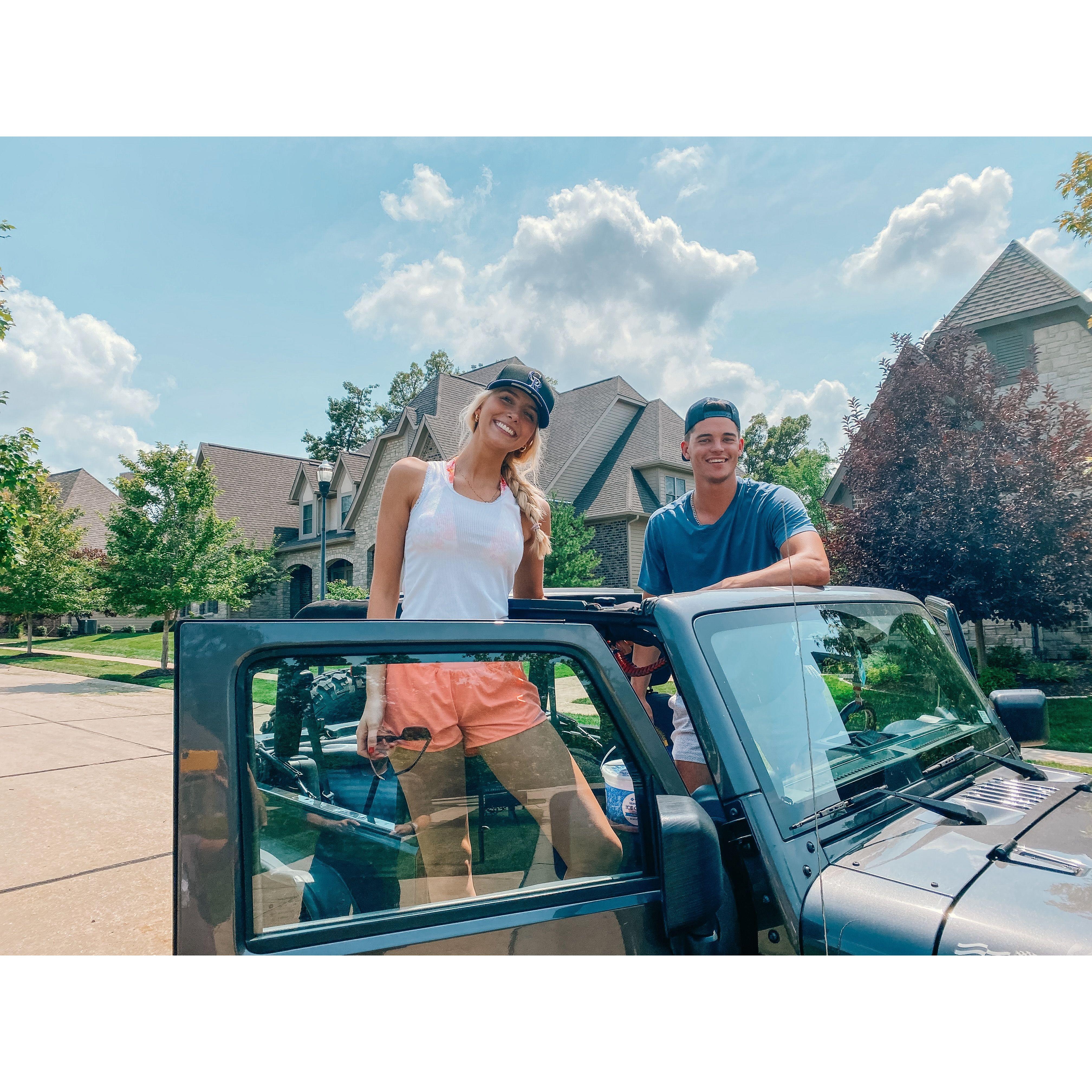 7/17/2021: Having fun in our new hats in the Jeep!