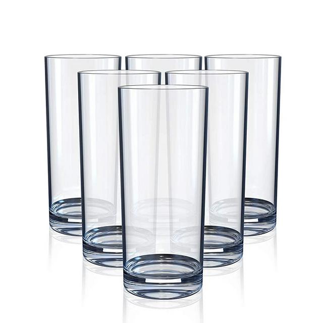 Highball Drinking Glasses, Clear Heavy Base Tall Bar Glass - Drinking Glasses for Water, Juice, Beer, Wine, Whiskey, and Cocktails | 10 Ounce Cups, Set of 6