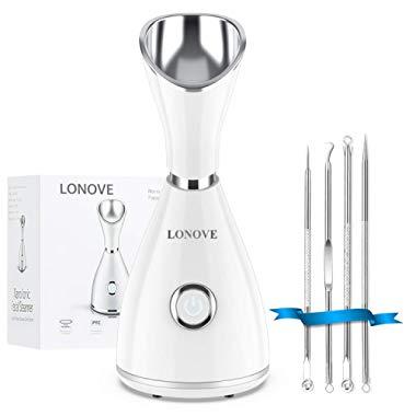 Facial Steamer - Nano Ionic Face Steamer for Home Facial Warm Mist Humidifier Steamer for Face BPA Free for Sauna Spa Sinuses Moisturizing Cleansing Pores,Bonus Stainless Steel Skin Kit and Hair Band