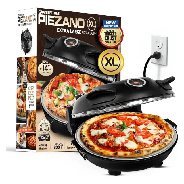 Piezano Pizza Oven XL 14” Electric Pizza Oven Indoor Outdoor 5 Pc Set with Ceramic Stone & Peels