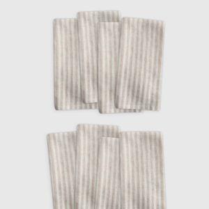 European Linen Stripe Napkins, Set of 8 | Quince, Natural/White Striped