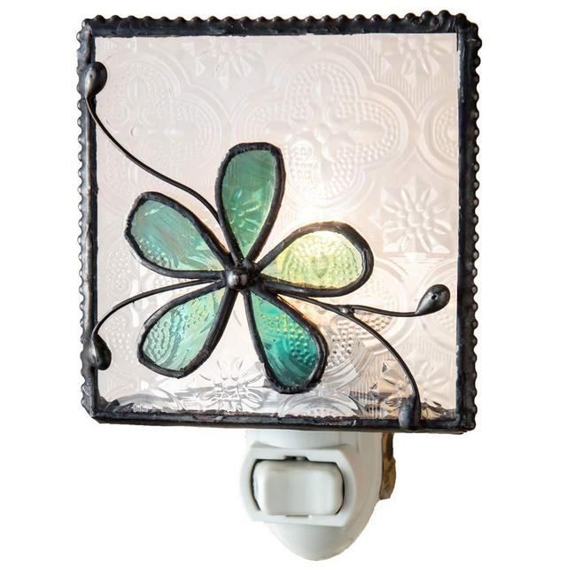 Flower Night Light Decorative Accent Lite Wall Plug in Nightlight for Hallway Bedroom Bathroom Nursery Kitchen Turquoise Blue Home Décor J Devlin NTL 129-3