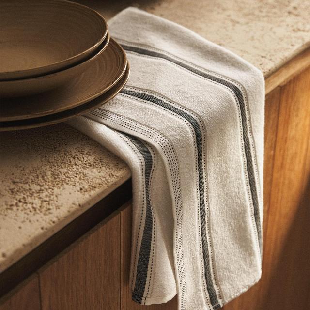 STRIPED COTTON TERRYCLOTH KITCHEN TOWEL