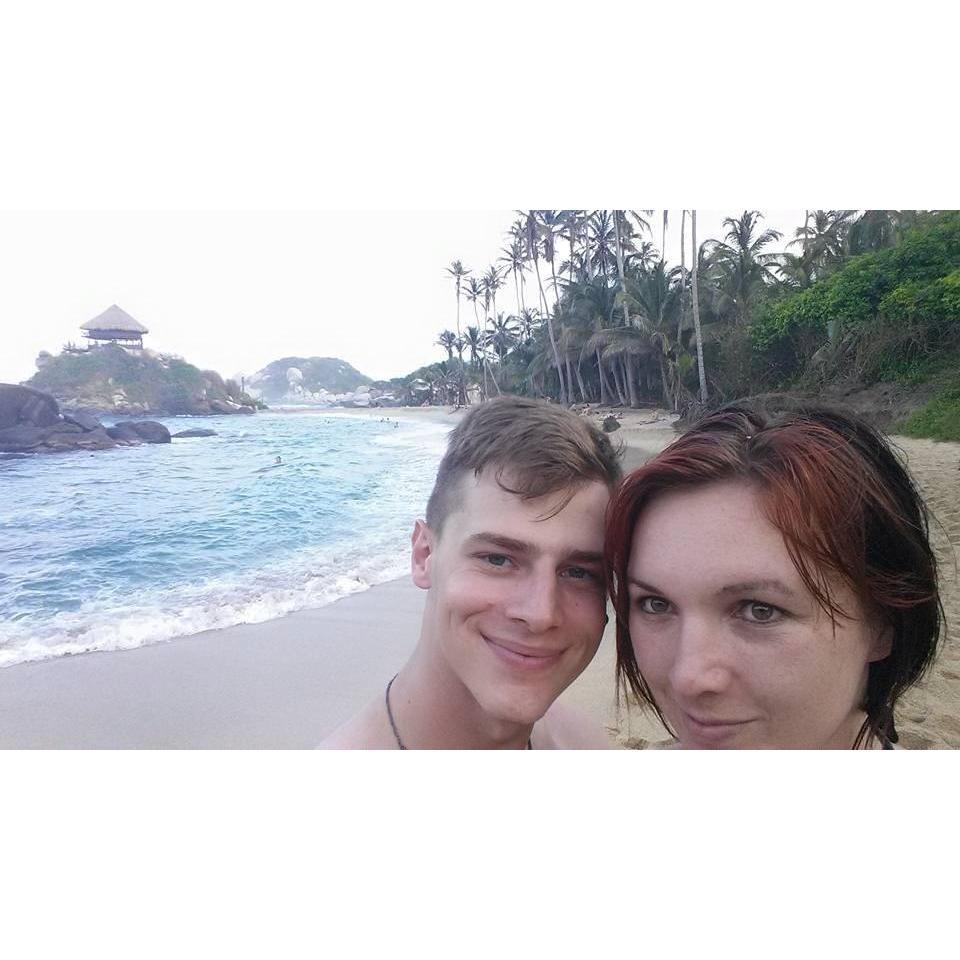 Alex nearly proposed at this beach in Tayrona National Park, Colombia, but wanted to wait until he had a ring.