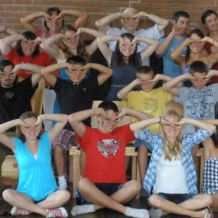 Junior birdman: The Cochran Family always poses like Junior Birdman. Don't worry, the inlaws still haven't figured out how to do it.