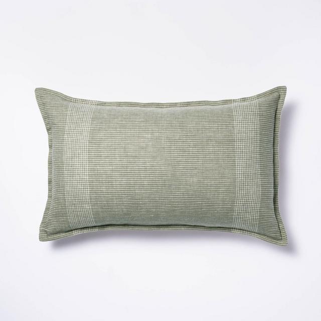 Oversized Linen Striped Lumbar Throw Pillow Green - Threshold™ designed with Studio McGee