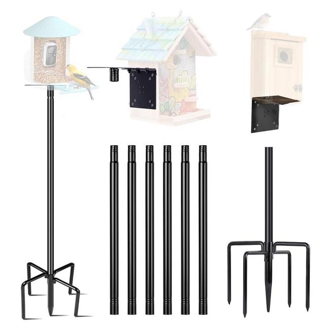 LOPANNY Bird House Pole, 1 Pack 109 Inch Heavy Duty Bird Feeder Pole Mount Kit with 5 Prongs Base for Outdoors, Adjustable Bird Feeder Stand for Wild Birds Watching (Bird House Not Included)