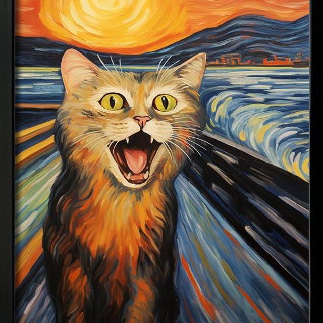 Hamduker Funny Scream Cat Wall Art Decor Famous Art - Cute Preppy Cat Wall Art Picture Aesthetics Decor for Nursery Kids Bedroom Living Room Aesthetic (Size: 11'' x 14''x1pcs)