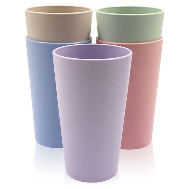 Big 20OZ Wheat Straw Cup, Unbreakable Reusable Drinking Cups Water Cup, Stackable Coffee Cup Juice Tumblers, Mug for Coffee, Tea, Water, Milk, Juice (5 Colors)