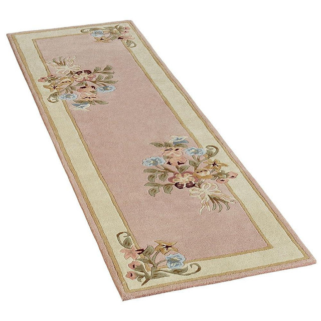 Touch of Class Handcrafted Floral Bouquet Garden Runner Rug | Dusty Mauve | 2 feet 3 inches x 7 feet 6 inches | Handcarved Hand-Tufted Pure Wool Thick Rectangle Runner