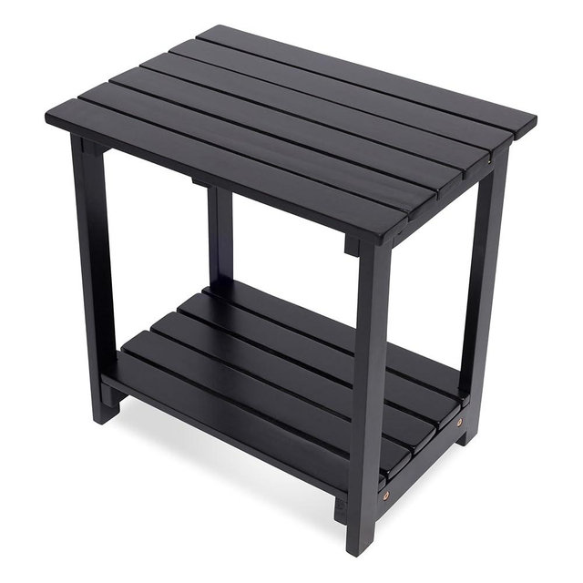 Shine Company Indoor/Outdoor Providence Rectangular Acacia Wooden Side Table, Black