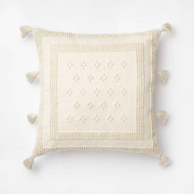 Tufted Square Throw Pillow with Side Tassels - Threshold™ designed with Studio McGee