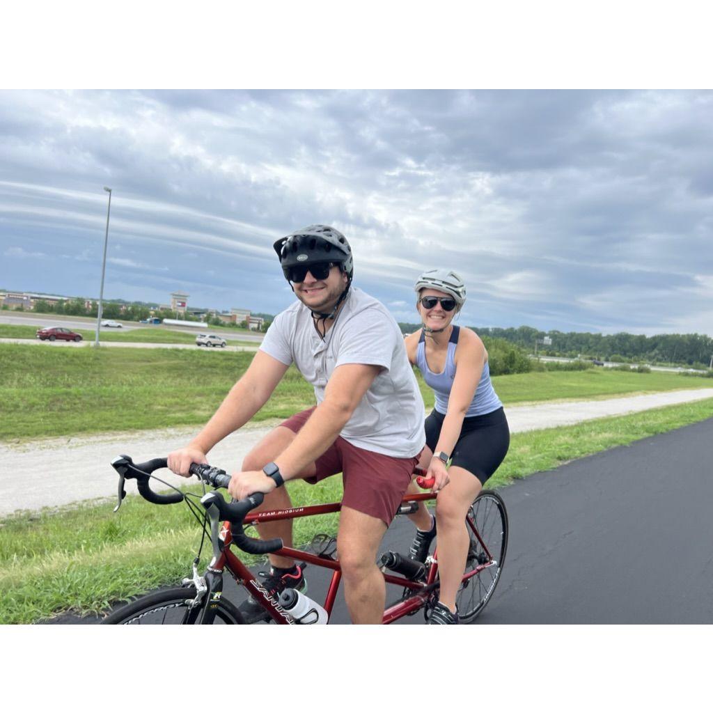 In a surprise to no one, the Greiwes convinced the Alexes to ride a tandem bike together, and we survived!