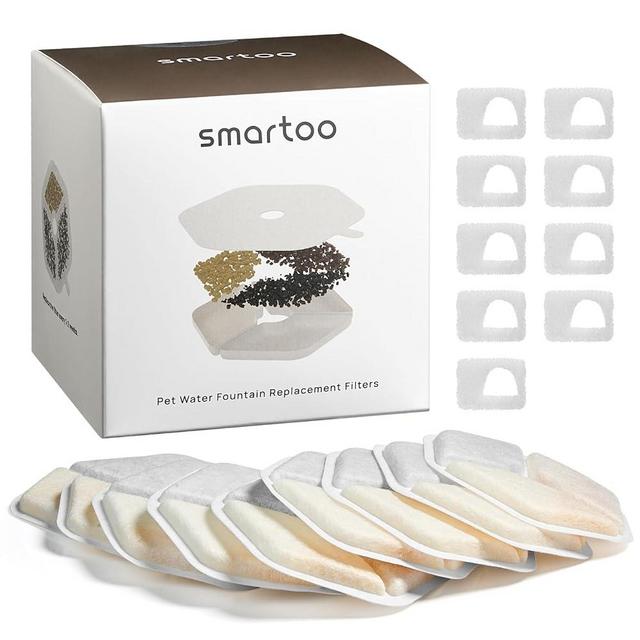 Smartoo 9 Packs Official Replacement Filters and 9 Packs Sponges for 152oz/4.5L Wireless Cat Water Fountain PTM-643