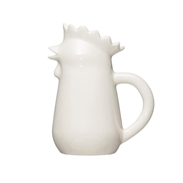 Creative Co-Op 5.25" H Chicken Shaped Stoneware Creamer Pitcher, White