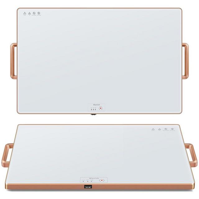 Electric Warming Tray for Food（XXL 32”x18”），Warming Mat for Food for Countertop，Counter Warming Mat for Food for buffets Party ，Tempmaster Adjustable，Thermostat and Full Surface Heating，White