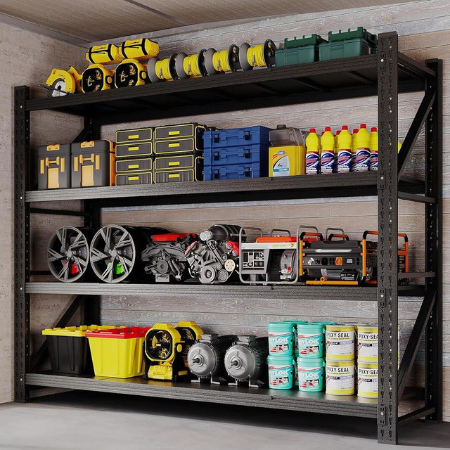 BYNSOE 78.8" W Storage Shelves 7000lbs Garage Metal Shelving Heavy Duty Garage Shelves Adjustable Storage Shelves for Industrial, Factory, (78.8" W X 24" D X 78.8" H)