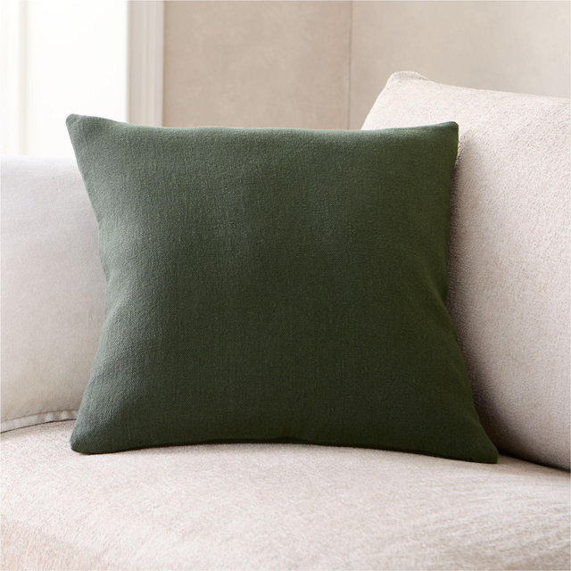 Relaxed Linen 20"x20" Ficus Green Layering Throw Pillow with Feather Insert
