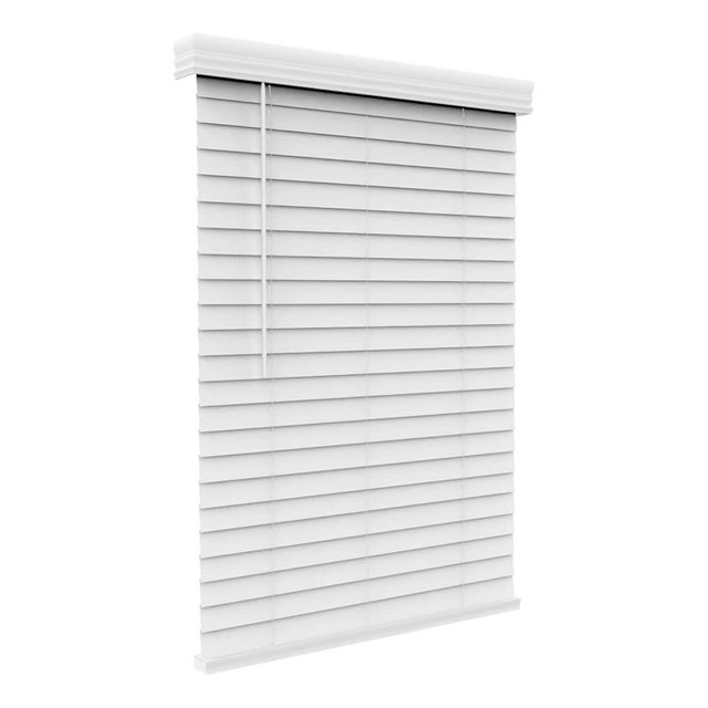 ARLO BLINDS Faux Wood Blinds with Crown Valance - 70" Width x 60" Height, White, Cordless Window Blinds & Shades - Blinds for Indoor Windows, 2" Faux Wooden Blinds for Home, Window Shades