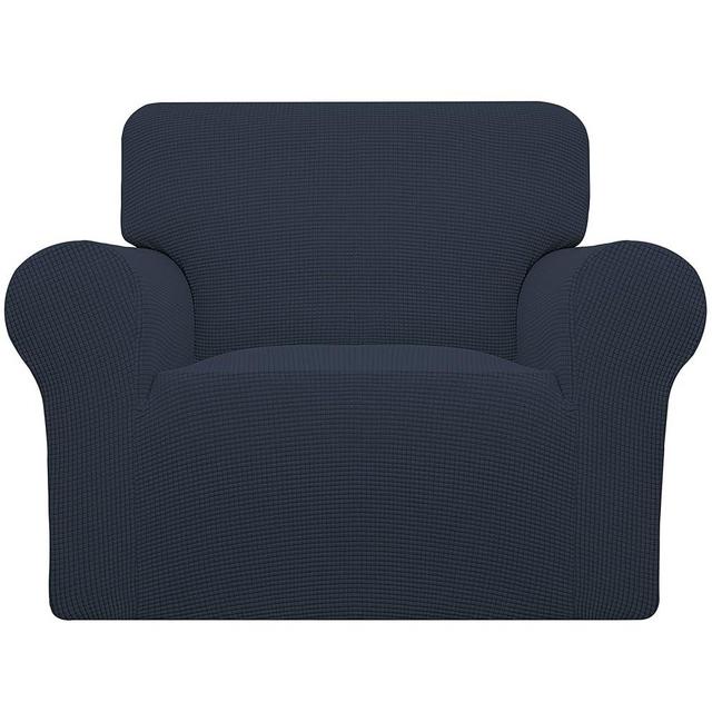 Easy-Going Stretch Oversized Chair Sofa Slipcover 1-Piece Couch Sofa Cover Furniture Protector Soft with Elastic Bottom for Kids Spandex Jacquard Fabric Small Checks Dark Blue