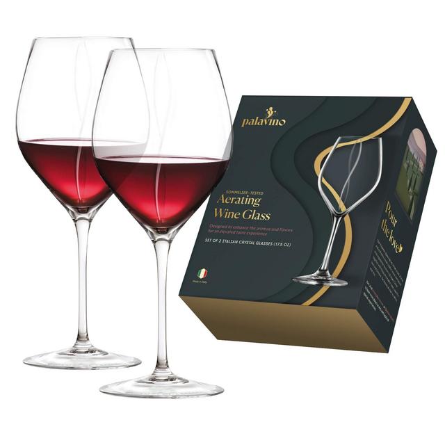 Palavino Aerator Stemmed Wine Glasses (Set of 4 - 17oz) - Italian Crystal