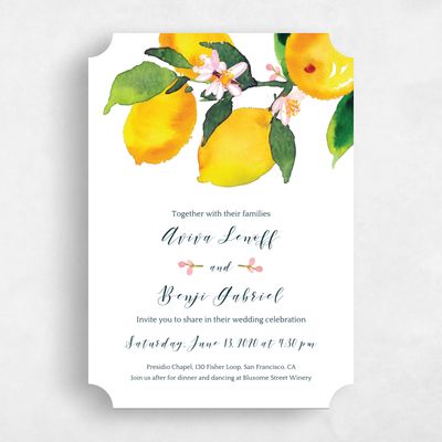 White Ticket Wedding Invitation - Folly Border