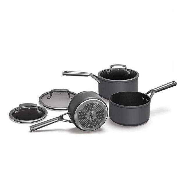 Ninja Foodi ZEROSTICK 3-Piece Saucepan Set, Hard Anodised Aluminium, [C33000UK] Non-Stick, Induction Compatible