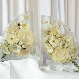 Floral Preservation: Bookends from Wedding Bouquet from Everlasting Bloom Co.