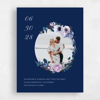 Navy, Blue Wedding Save the Date - Napa Border