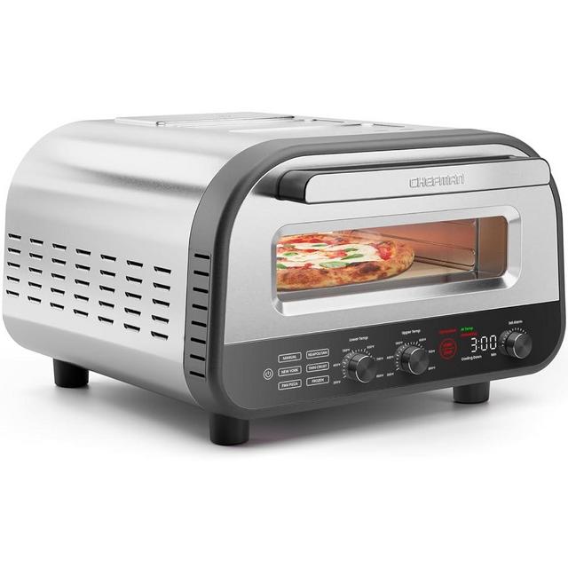 CHEFMAN Indoor Pizza Oven - Makes 12 Inch Pizzas in Minutes, Heats up to 800°F - Countertop Electric Pizza Maker with 5 Touchscreen Presets, Pizza Stone and Peel Included - Stainless Steel