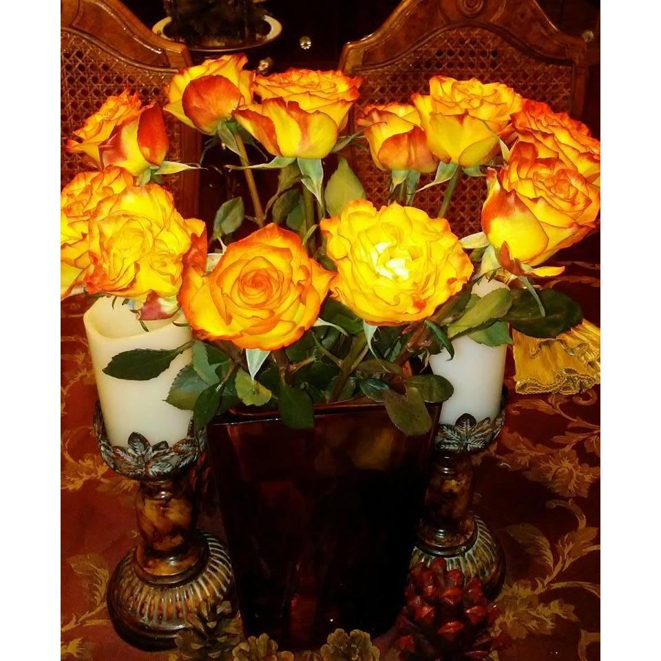 When we first started dating, Darnell would give me these burnt-orange roses.  I had never seen these until he started giving them to me "just because."