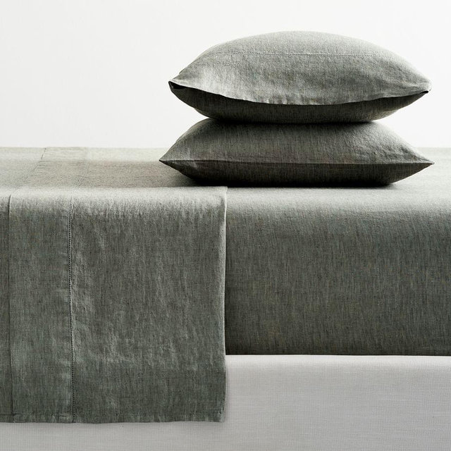 Belgian Flax Linen Sheet Set, King, Dark Forest