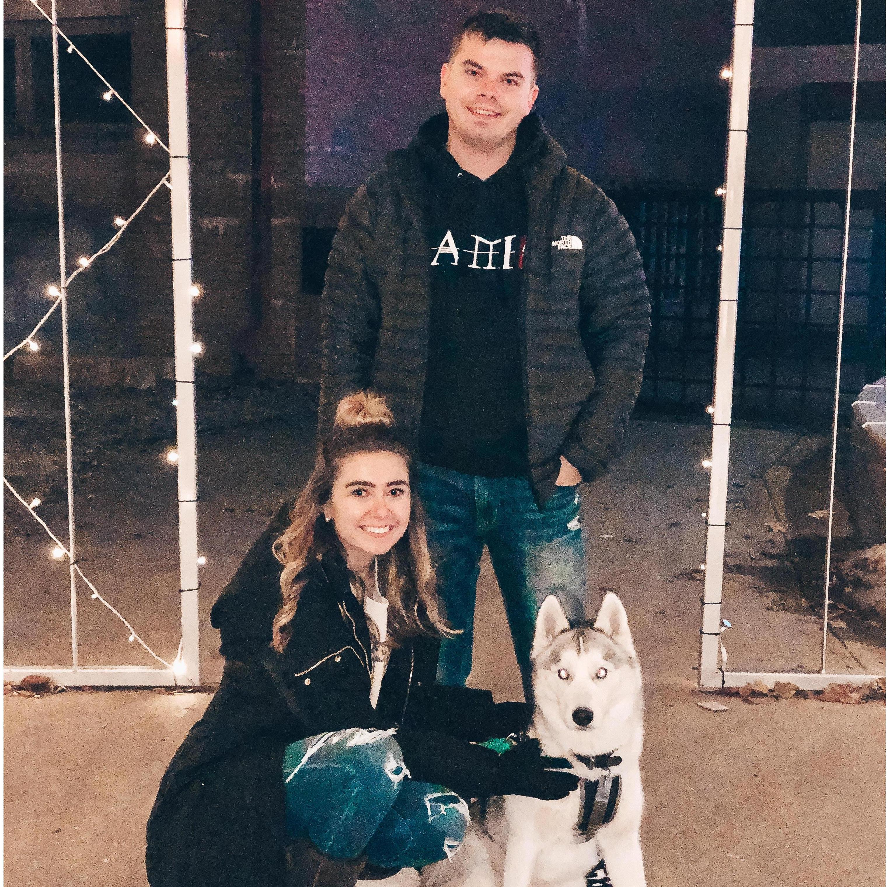 Checking out the Christmas lights at Vander Veer Park in Davenport, Iowa with Rezz.