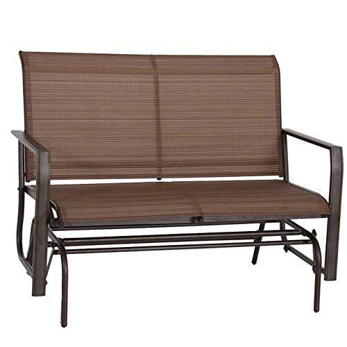 Kozyard Cozy Two Rocking Love Seats Glider Swing Bench/Rocker for Patio, Yard with Textilence Seats and Sturdy Frame (Tan)