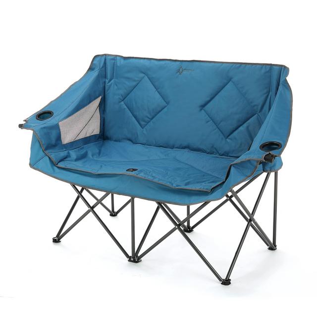 ARROWHEAD OUTDOOR Portable Folding Double Duo Camping Chair Loveseat w/ 2 Cup Wine Glass Holder, Heavy-Duty Carrying Bag, Padded Seats Armrests, Supports up to 500lbs, USA-Based Support