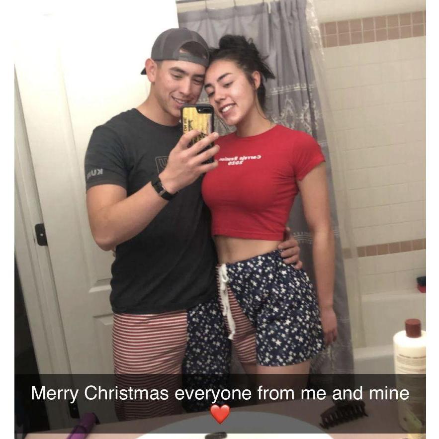 Our first Christmas together. Featuring our matching pjs that Anayah made.