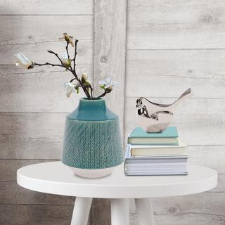 Cross Hatched Ceramic Round Vase