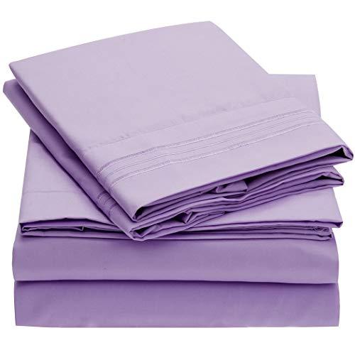 Mellanni Bed Sheet Set - Brushed Microfiber 1800 Bedding - Wrinkle, Fade, Stain Resistant - 4 Piece (Cal King, Violet)