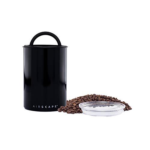 Airscape Coffee and Food Storage Canister - Patented Airtight Lid Preserve Food Freshness with Two Way C02 Valve, Stainless Steel Food Container, Obsidian Black, Medium 7-Inch Can